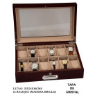 Relojero estuche 12 relojes en madera tapa cristal LU7643