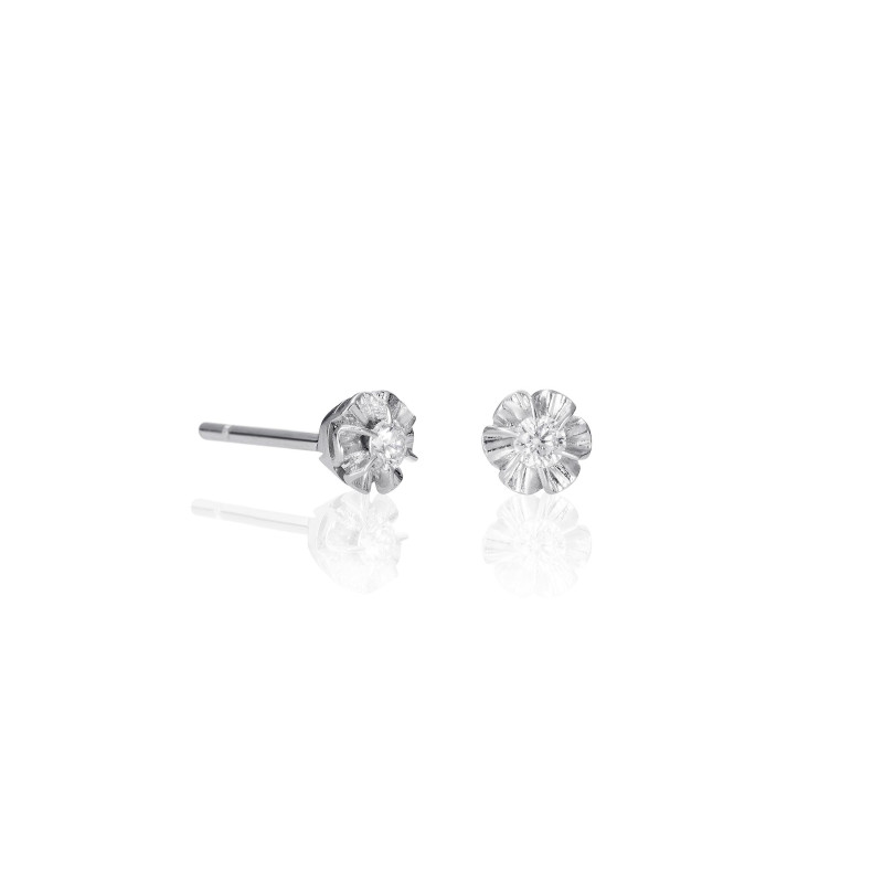 Pendientes oro blanco roseta diamante grace | Relojería