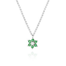 Joya collar colgante oro blanco esmeralda y diamante