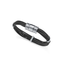 Viceroy pulsera 15192P01000 acero y piel negra