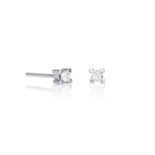 Pendientes oro blanco en garra con diamantes