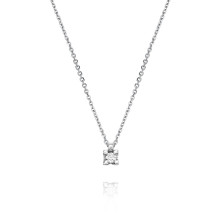 Colgante de oro blanco con diamante en garra 