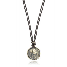 Viceroy collar 15035c01012 acero cuero moneda hombre