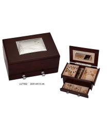 Caja joyero relojero madera y plata bilaminada LU7532