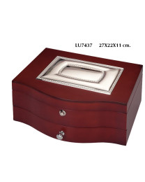 Caja joyero relojero madera y plata bilaminada LU7437