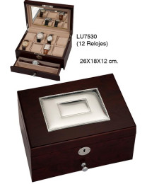 Relojero estuche 12 relojes en madera tapa cerradura LU7530