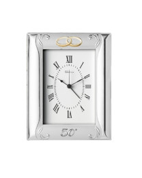 Reloj bilaminado en plata 50 aniversario sobremesa 9x13 cm 