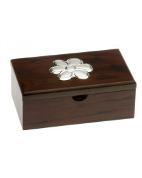 Caja madera bilaminada en plata flores joyas relojes 11X6X4