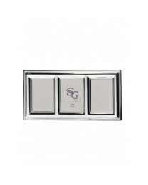 Portafotos marco triple de plata 925 cm liso con forma almendra