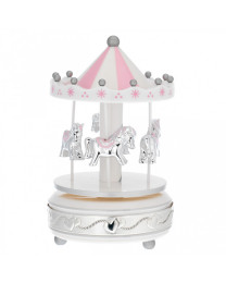 Carrousel musical bebe niña caballos rosa 10x18