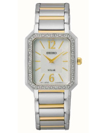 Reloj Seiko sup466p1 solar rectangular bicolor mujer