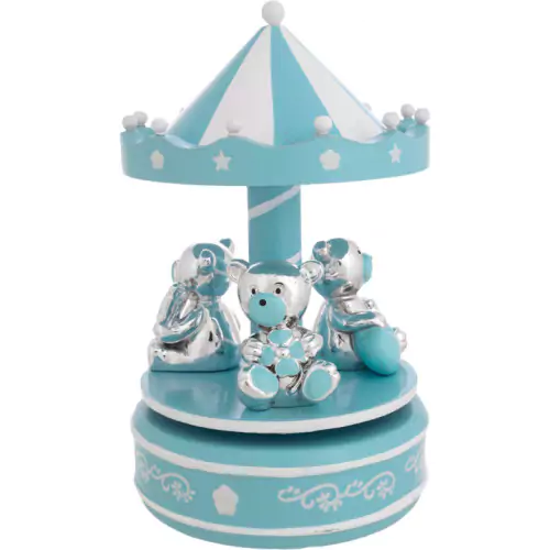 Carrousel musical osos azul bebe 13x21