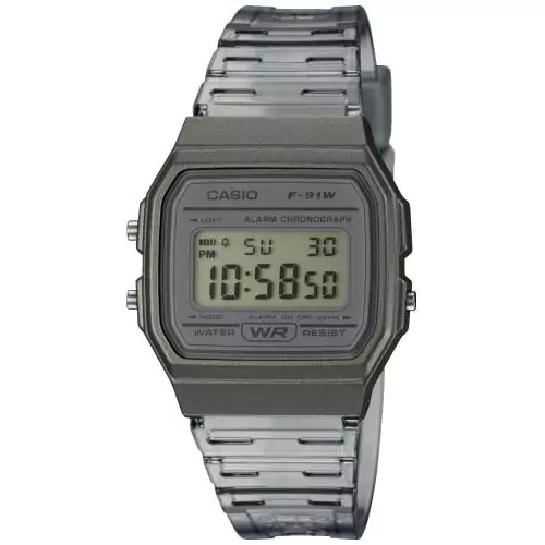 Casio retro f-91ws-8ef gris transparente unisex