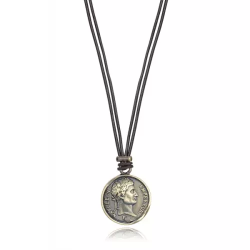 Viceroy collar 15035c01012 acero cuero moneda hombre