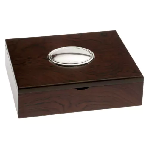 Caja madera bilaminada en plata joyas relojes 21x14x5