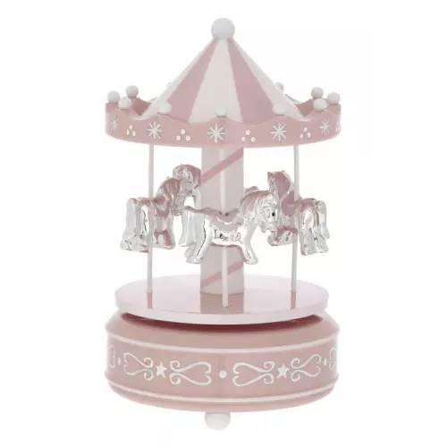 Carrousel musical caballos rosa 10x18