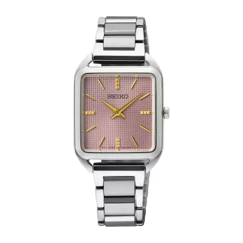 swr077p1 reloj cuadrado Seiko mujer rosa