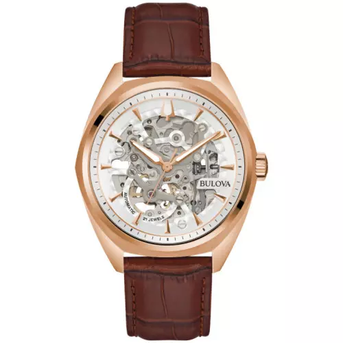 Reloj Bulova 97a175 automatico esqueleto dorado rosa hombre