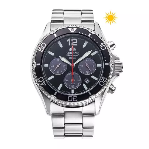 Reloj Orient RA-TX0202B10B crono esfera negra solar