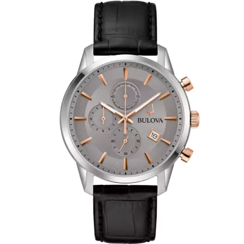 Reloj Bulova 98B409 crono acero piel hombre