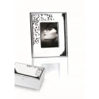 Reloj portafotos caja madera blanca en plata 0306