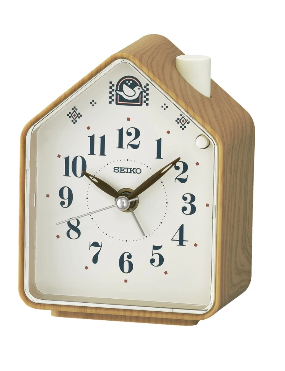 Despertador Analógico Seiko QHP011B Con Sonido De Pájaros - Plástico Beige, Función Snooze Y Luz