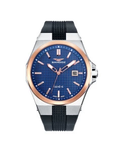 Sandoz Orologio Svizzero Uomo 81415-37 - Acciaio E Gomma, Quadrante Blu, 42mm - 4