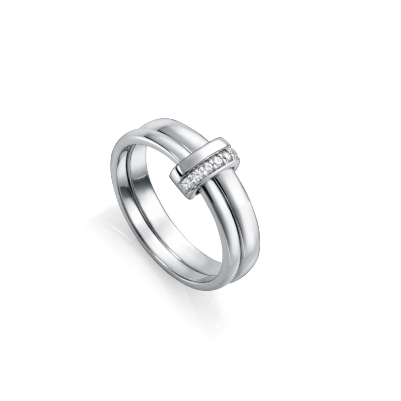 Viceroy 5074A014-38 Women's Sterling Silver Ring With White Zirconia, Rhodium Plated - Size 14