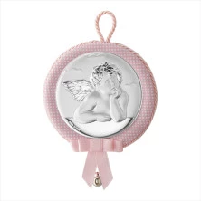 Medallón cuna Angel de la guarda musical rosa EV5124/02R