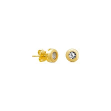 Pendiente de plata dorada chaton circonita 5 mm hombre