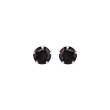 Pendientes plata circonita negra 4 mm hombre
