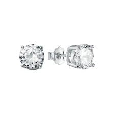 Pendientes garra plata circonita blanca 8 mm hombre