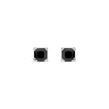 Pendientes plata circonita cuadrada negra 8 mm hombre