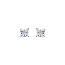 Pendientes plata circonita cuadrada 4 mm hombre