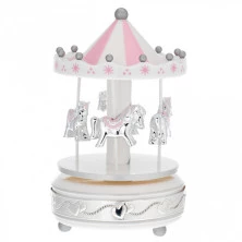 Carrousel musical bebe niña caballos rosa 10x18