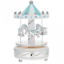 Carrousel musical bebe niño caballos azul 10x18