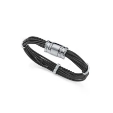 Viceroy pulsera 15192P01000 acero y piel negra