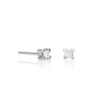Pendientes oro blanco en garra con diamantes