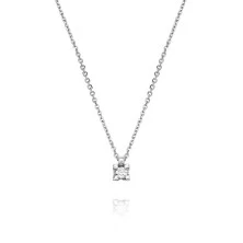 Colgante de oro blanco con diamante en garra 