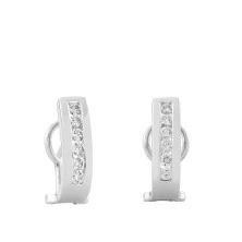 Pendientes con omega oro blanco con diamantes