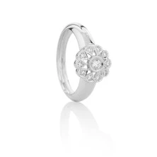 Sortija roseton diamantes en oro blanco wedding