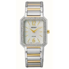 Reloj Seiko sup466p1 solar rectangular bicolor mujer