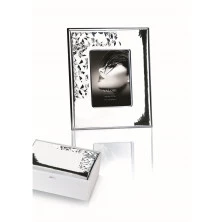 Reloj portafotos caja madera blanca en plata 0306