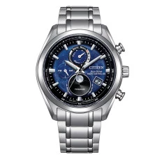 Citizen BY1010-81L reloj azul radiocontrolado fase lunar titanio hombre 