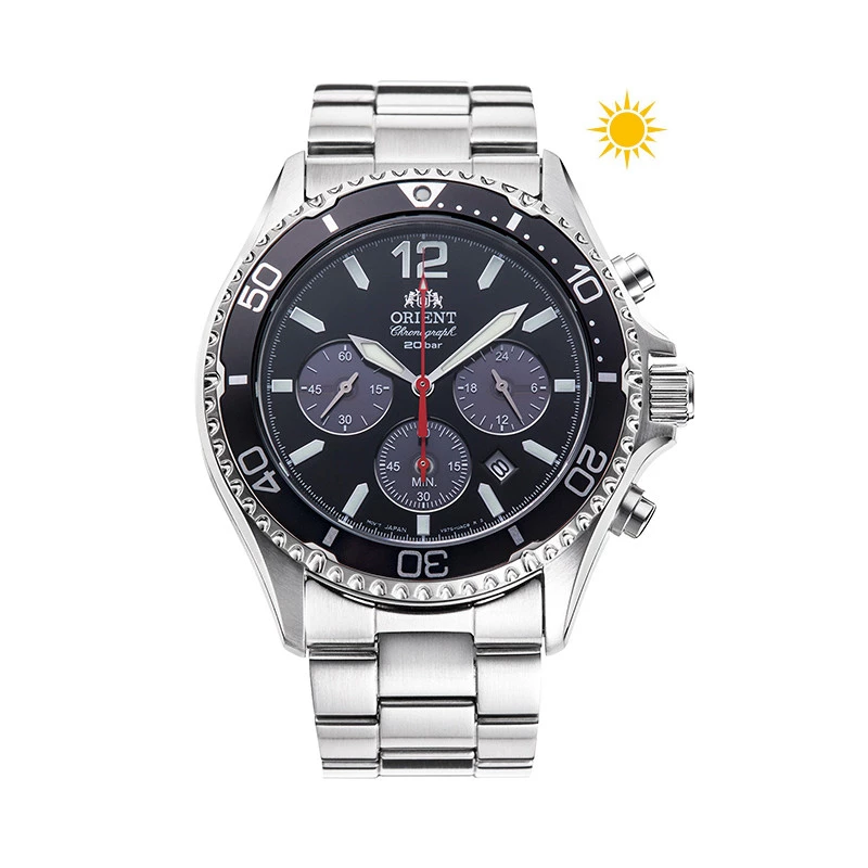 Reloj Orient RA-TX0202B10B crono esfera negra solar | Relojería