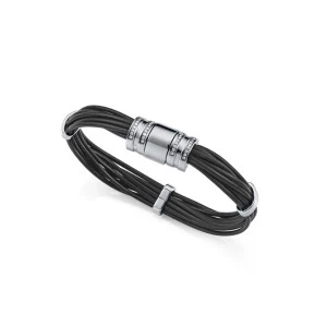 Viceroy pulsera 15192P01000 acero y piel negra