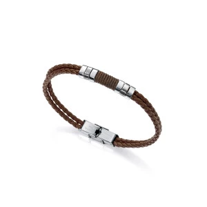 Viceroy pulsera cuero marrón acero 6456p01011 hombre