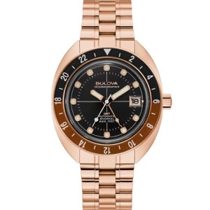 Reloj Bulova 97B215 automatico GMT dorado rosa diver hombre