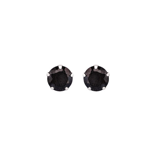 Pendientes plata circonita negra 6 mm hombre