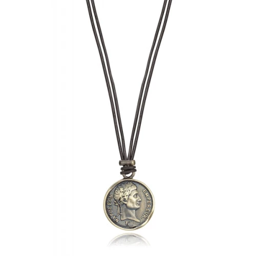 Viceroy collar 15035c01012 acero cuero moneda hombre
